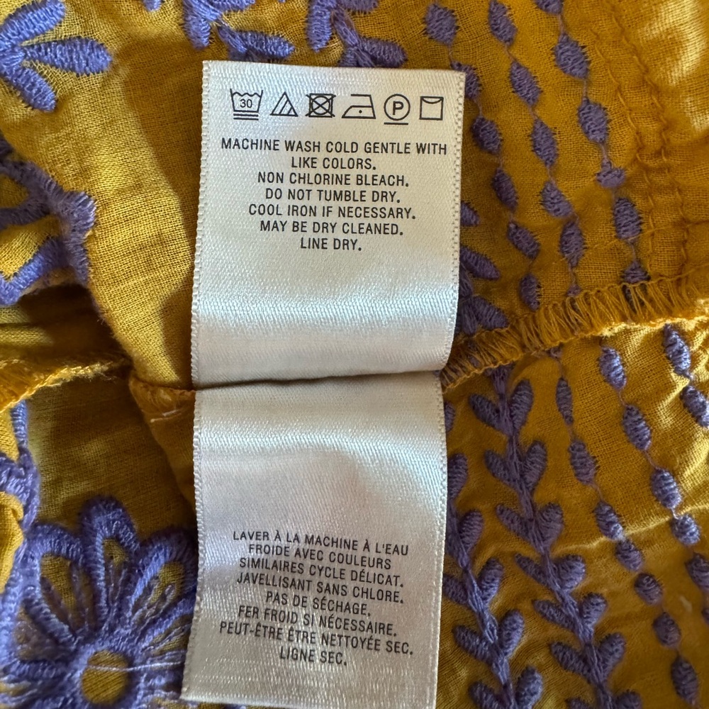 Anthropologie Meadow Rue Lisette Embroidered Tiered Tunic Dress - Yellow - Small - Picture 7 of 8